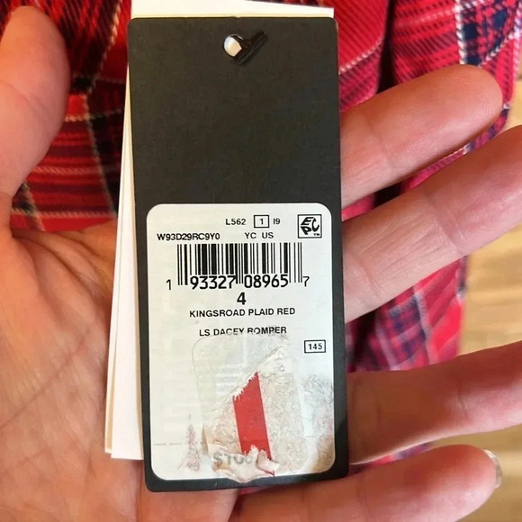 Guess Womens Kingsroad plaid red LS‎ Dacey Romper Summer vneck Y2K streetwear - Picture 3 of 9